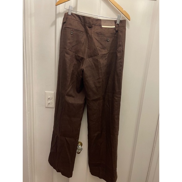 Brown linen wide leg pant - Picture 3 of 3